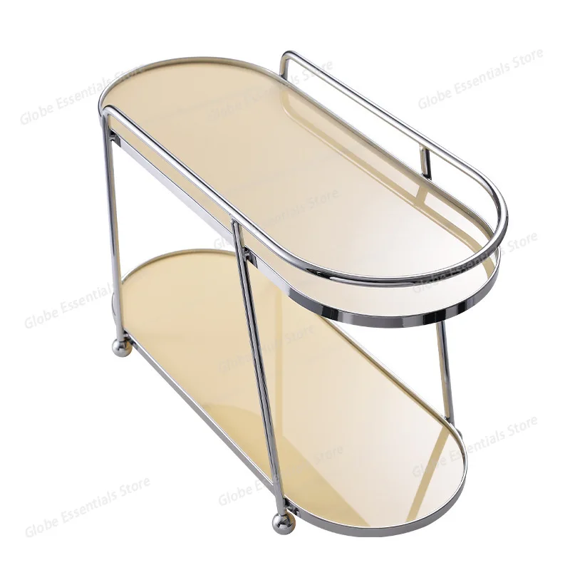 Double-Layer Cosmetic Rack Washing Table Storage Table Tray Skin Care Cup Holder Water/Coffee Cup Holders Stand Decorative Tray