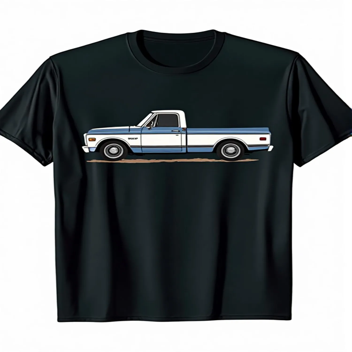 Gravy Gear Vintage 73-87 Cube Truck T-Shirt - Retro Two-Tone Blue White Tee with Digital Logo Print, Relaxed Fit Short Sleeve Casual Shirt Suitable for Daily Wear, Machine Washable for - Men Graphic Tee, Weekend Casual Top