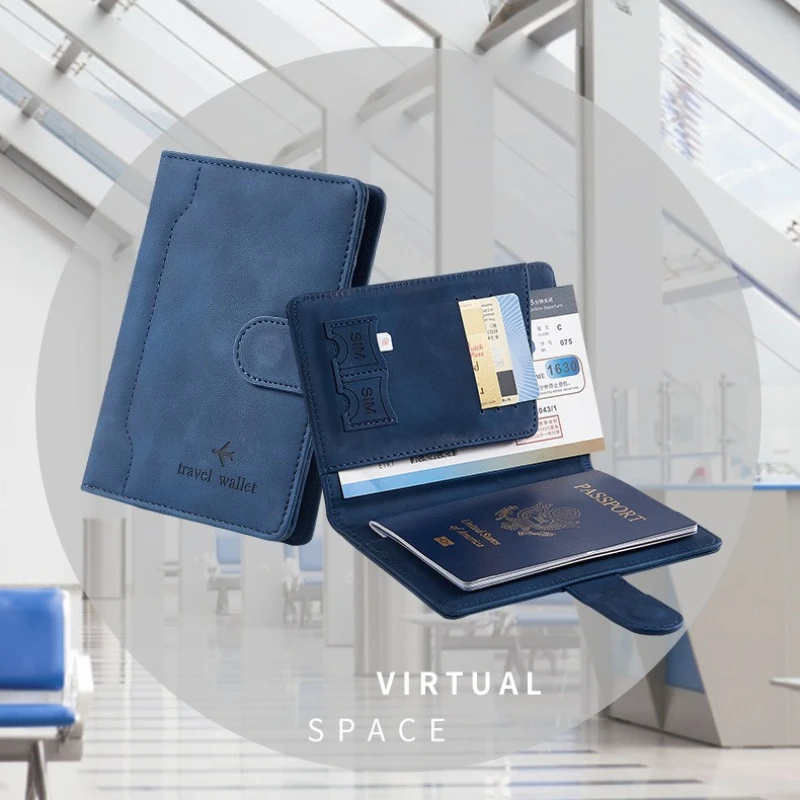 

Кошелек для паспорта из искусственной кожи RFID для женщин и мужчин, противоугонный держатель для паспорта, дорожный кошелек, держатель для удостоверения личности, держатель для кредитных карт с магнитной пряжкой