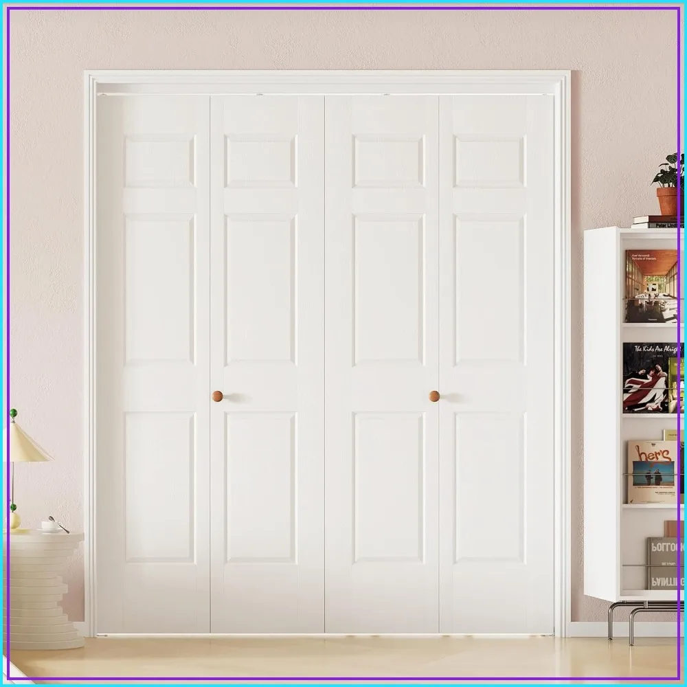 Bifold Closet Doors 60x80, 6-Panel Hollow Core Folding Door with Hardware, White Primed