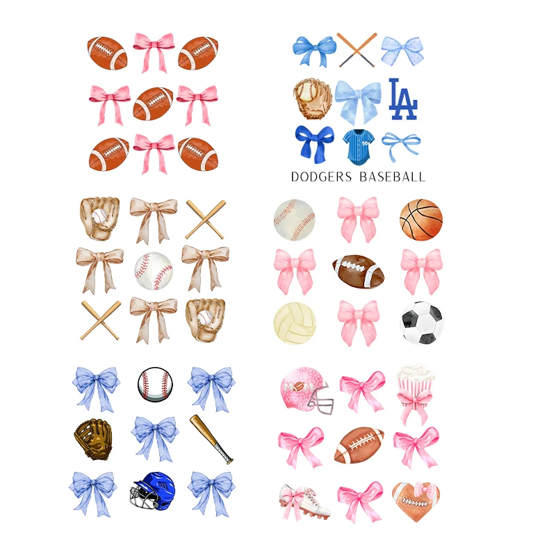 Bowknot Ball Theme Iron On Print Patches Clothing Fashion Women Heat DTF Transfer Sticker DIY Rugby Thermals Patches