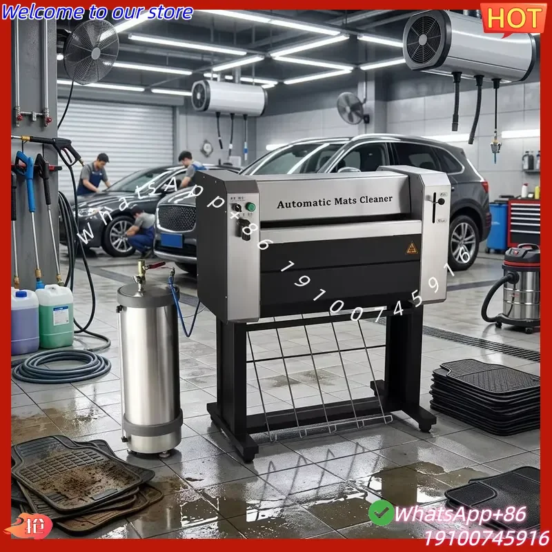 2026Hot Automatic Mats Cleaner Machine Carpet Floor Mat Cleaning Machine with Pressurized Tank Drying Rack for Auto Wash