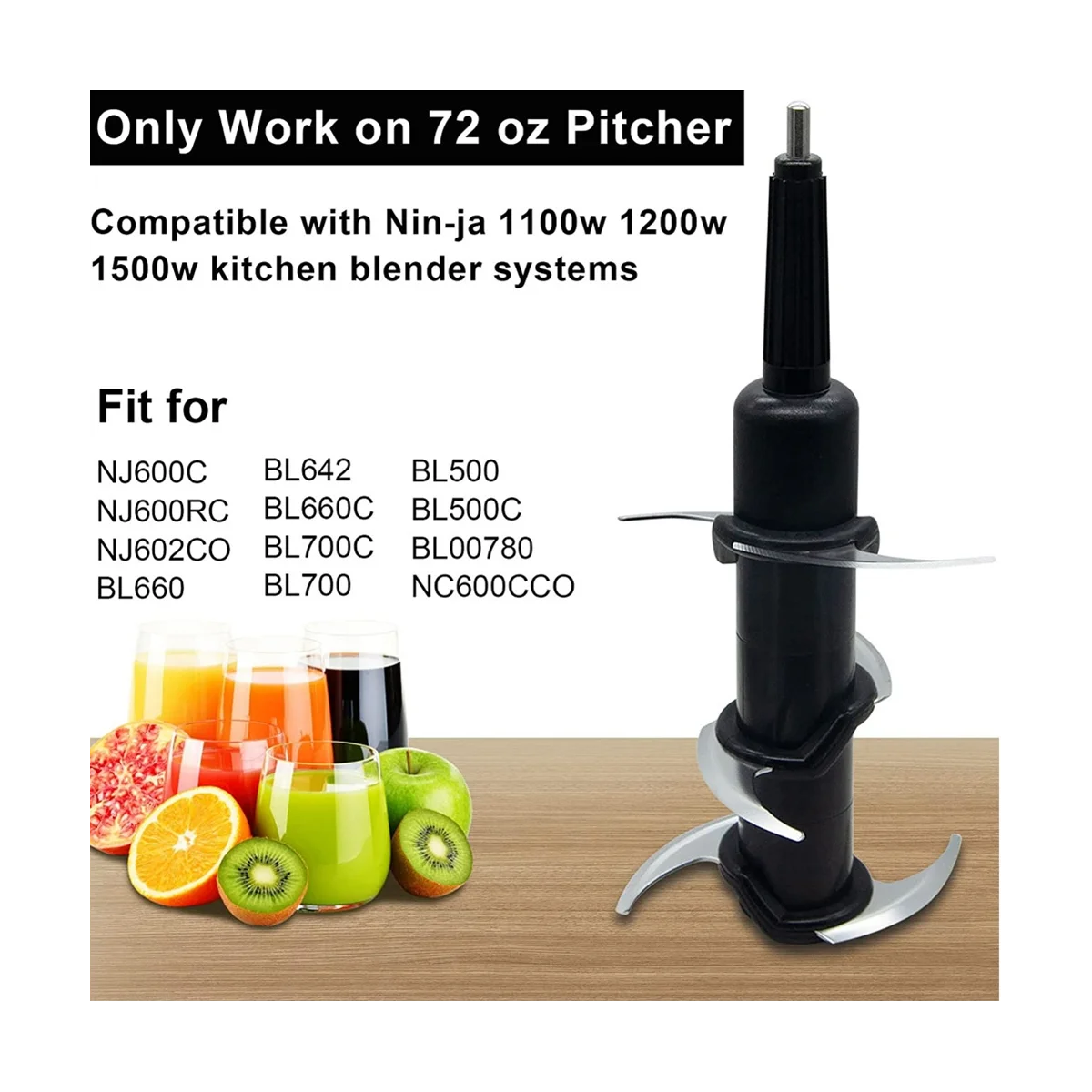 Cuchilla de repuesto para licuadora Ninja 72 Oz, piezas de licuadora, sistema de cocina 1100, modelos BL660C BL740 BL642