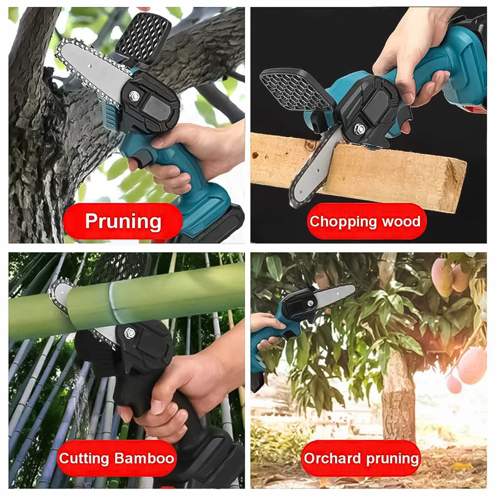 1080W 21V 4Inch/6Inch Electric Saw Chainsaw Fruit Tree Wood Spliting Chainsaw Woodworking Garden Tools Hand Held Wood Cutters