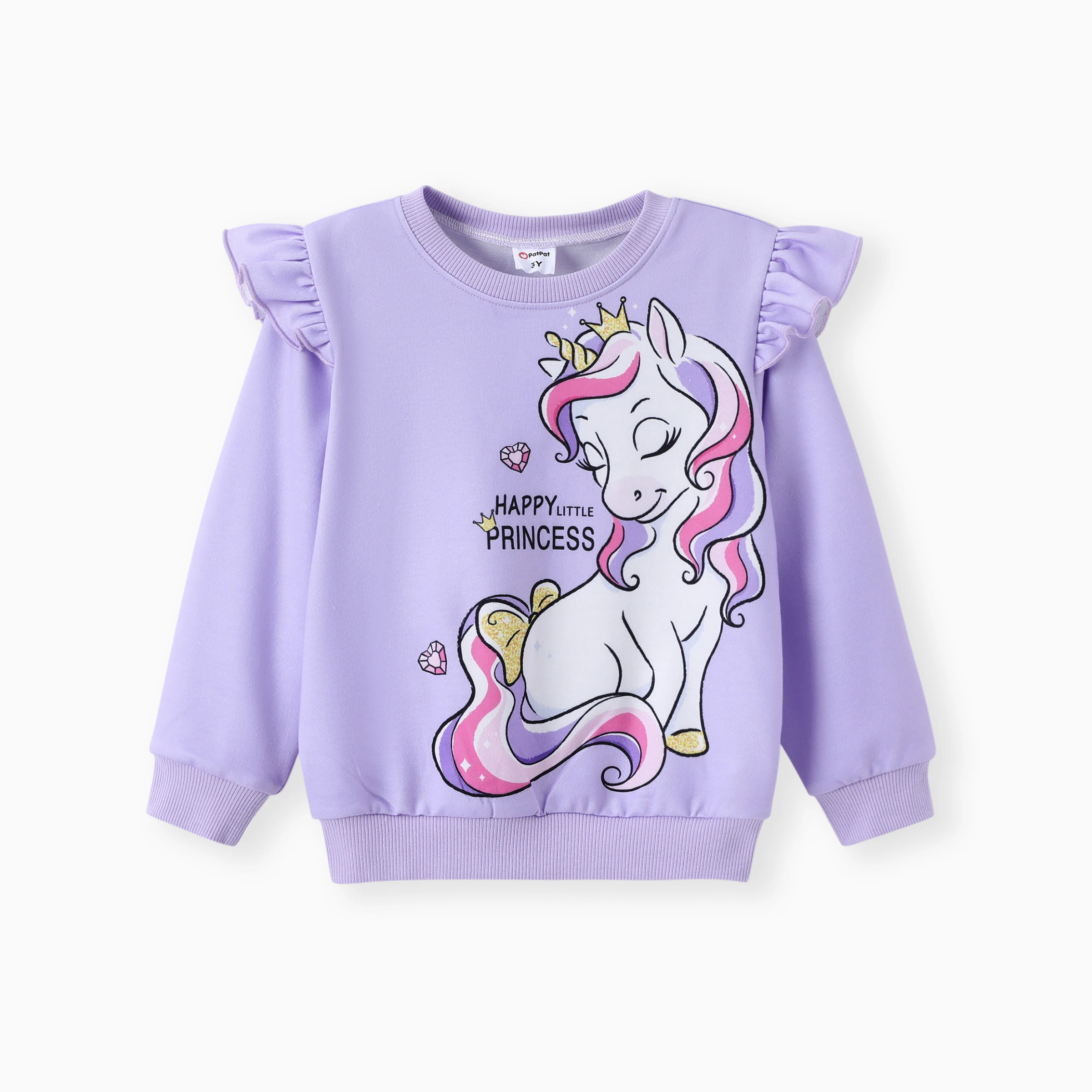 PatPat Toddler Girl Childlike Unicorn Print Sweatshirt Purple