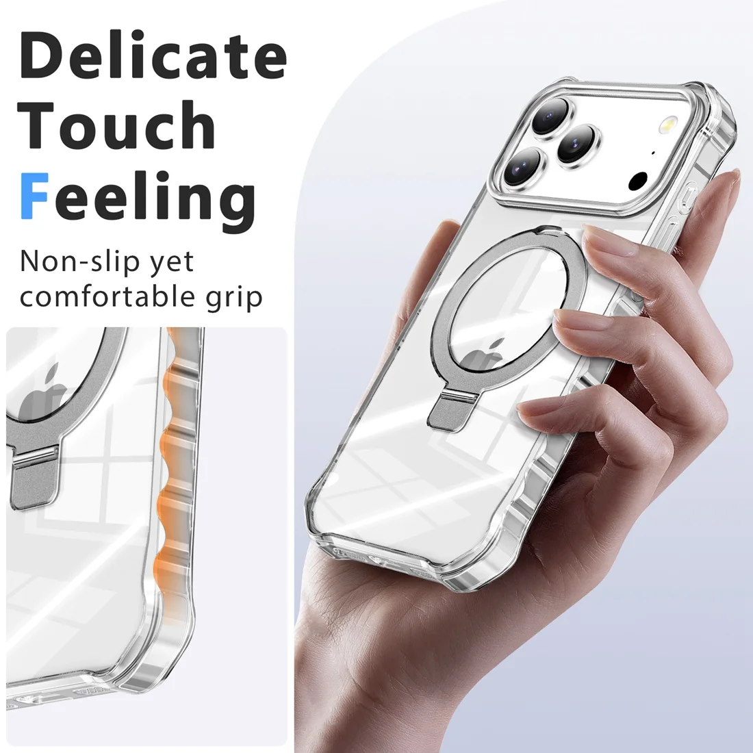 For iPhone 17 Pro Crystal Clear Phone Case,Compatible with MagSafe Slim Shockproof Stand Transparent Cover For iPhone 17 Pro Max