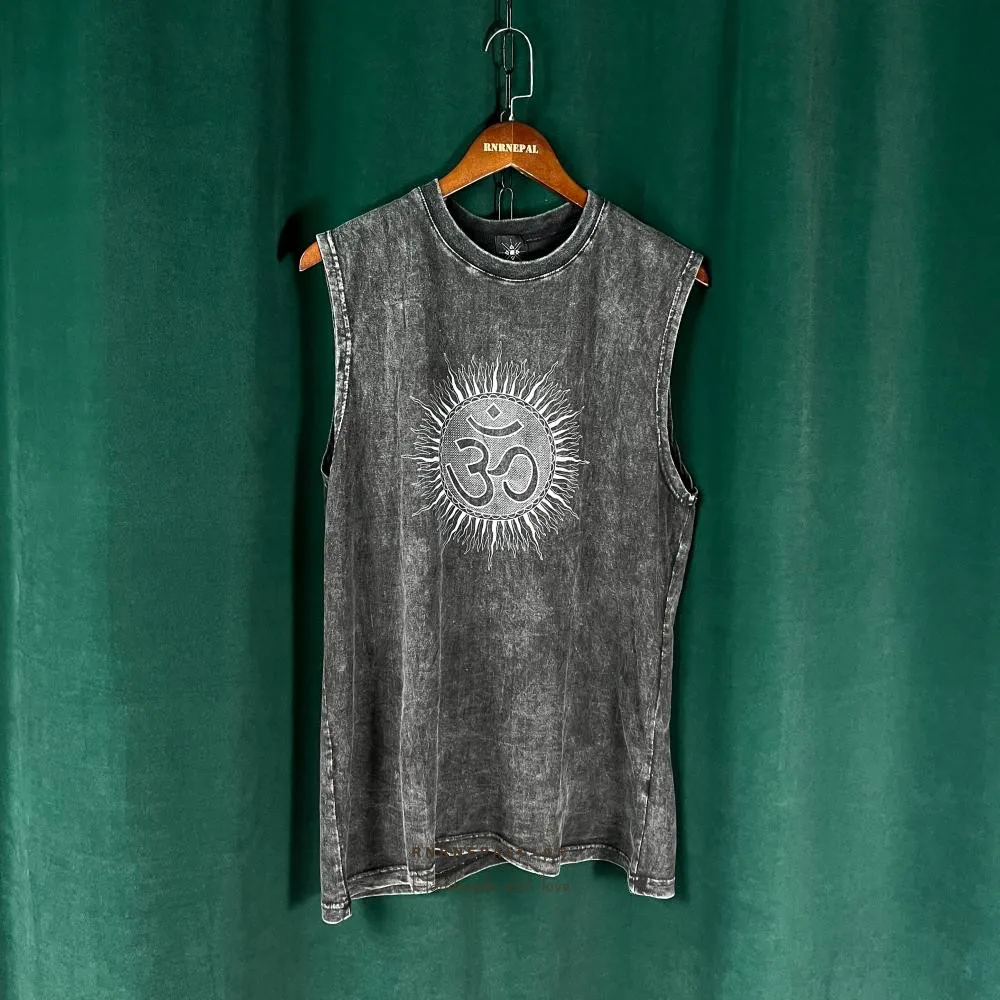

Niche Designer Waste Soil Style Vest Handmade Rubbing Top Sleeveless Distressed T-shirt Summer Pure Cotton