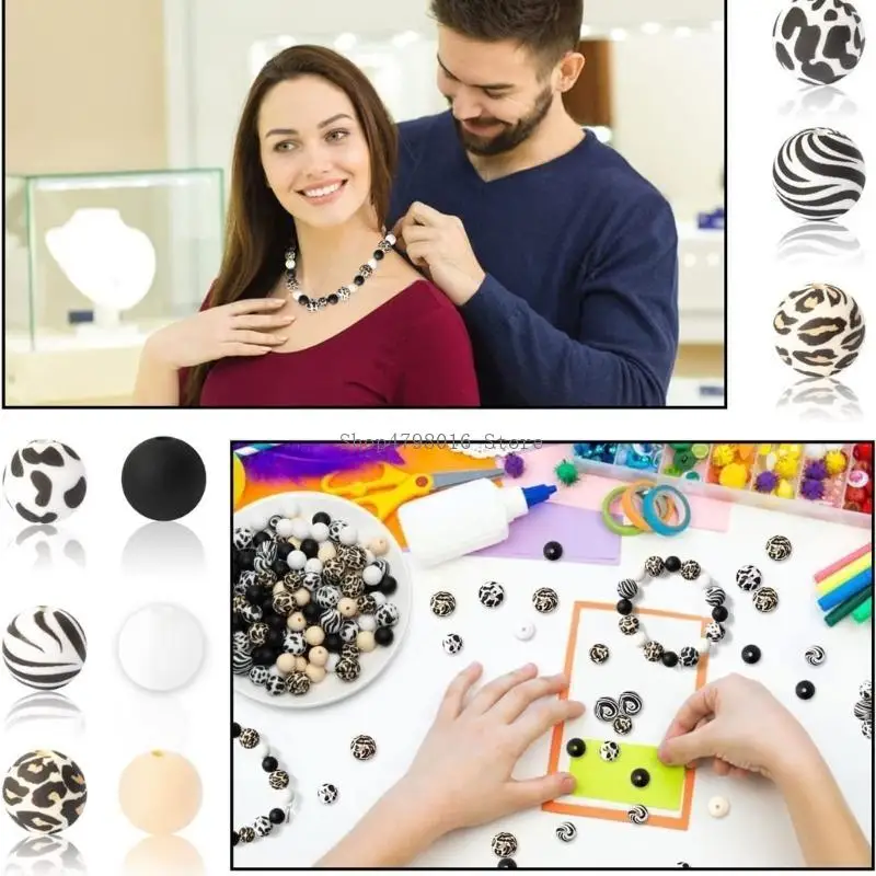 

DIY Silicone Beads for Bracelet Making Purse Pendant DIY Crafts Making for Keychain Making Zebra-stripe