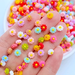 100Pcs 6mm Mini Flower Gems Nail Art Resin Mix Colors Floral Nail Art Charms Flower Shaped Manicure Supplies