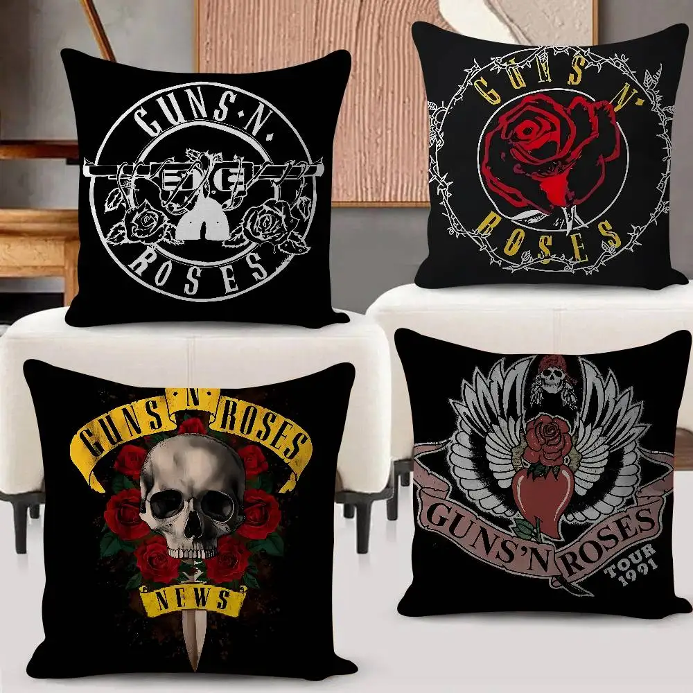 G-Guns N Rock Band R-Roses 45*45cm Cushion Cover Cushion Covers Natural Linen Breathable Sofa Bedroom Decor Pillowcase