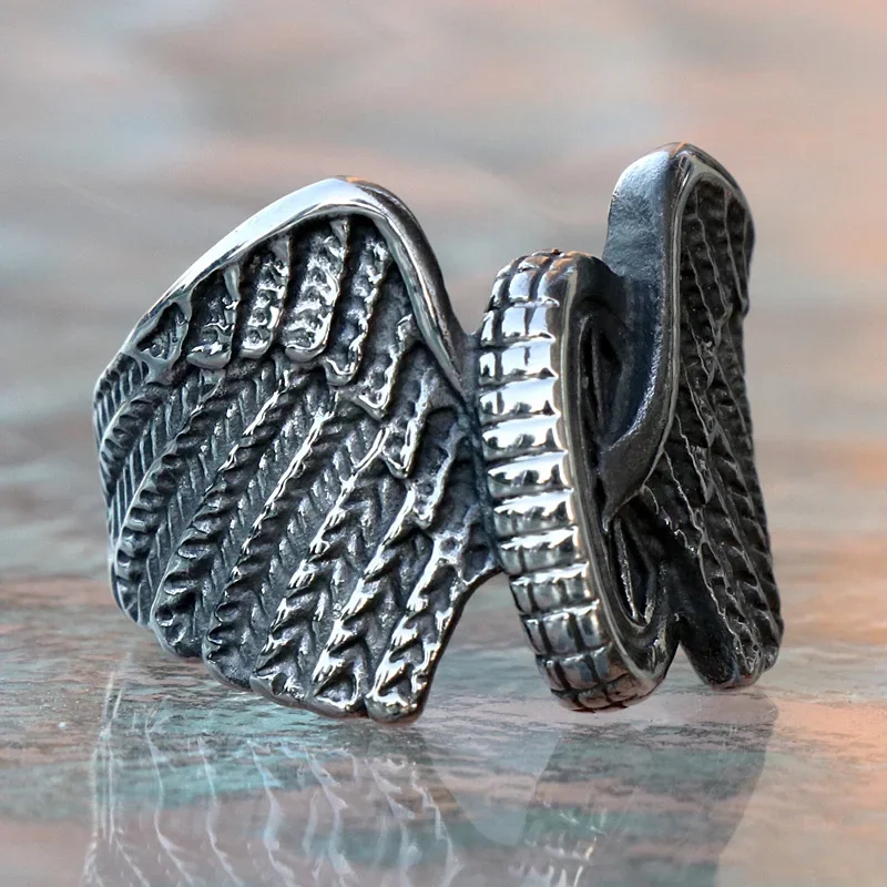 New Style Cool Wings Wheel Ring Punk Stainless Steel Biker Ring Men Fashion Jewelry Dropshipping Store Best Gift For Friend