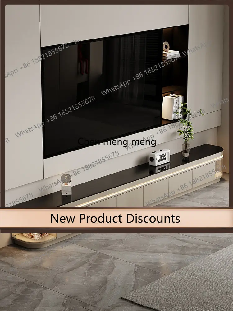 z10New solid wood floor-to-ceiling TV cabinet Italian light luxury living room home glass coffee table TV cabinet combination