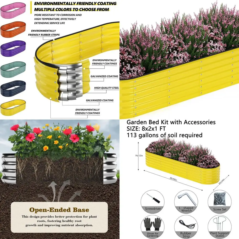 

Комплект приподнятой садовой кровати — внешний ящик для цветов размером 8 x 2 x 1 фута для выращивания овощей, цветов и трав