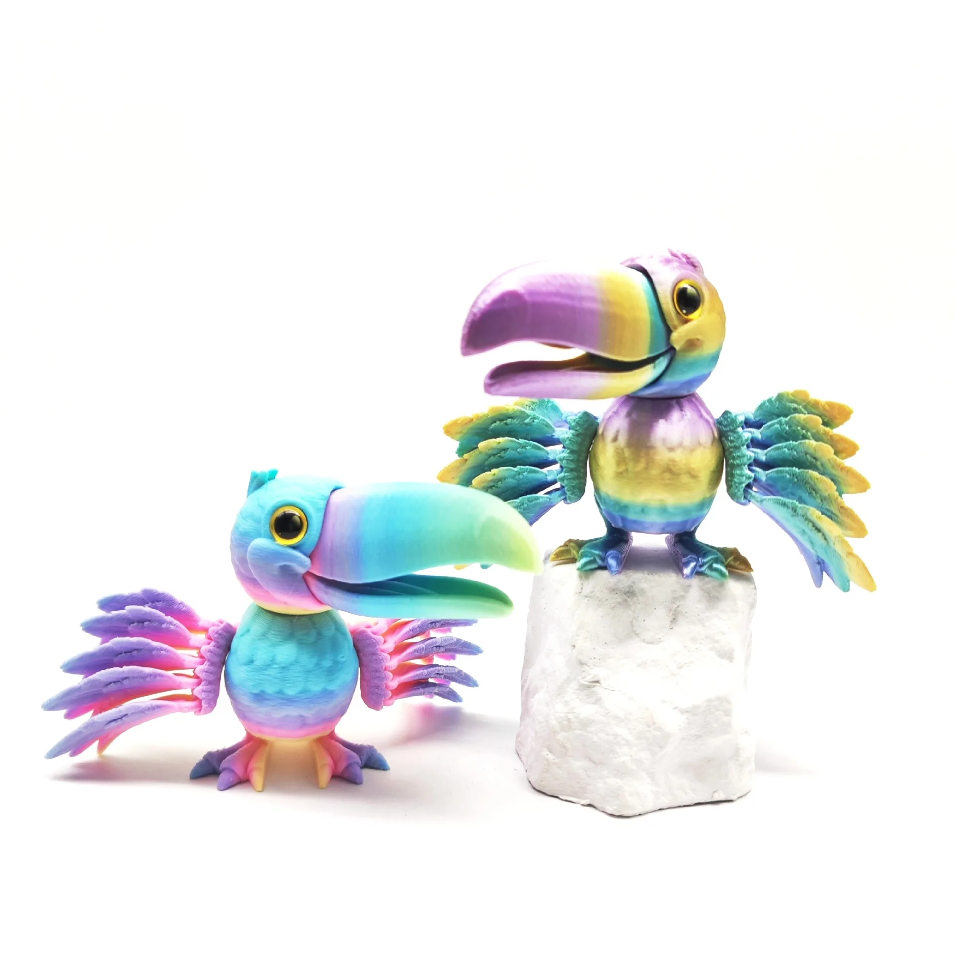 Jouet de perroquet Toucan imprimé en 3D, articulations gratuites, Statue d'animal mobile, figurines d'action, cadeaux pour enfants, ornements de décoration de bureau