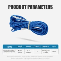 LUSHAZER Fishing Stringer Rope Four Point Five Meter Live Fish Keeper Stainless Steel Needle Ring for River Stream Sea Fishing 3