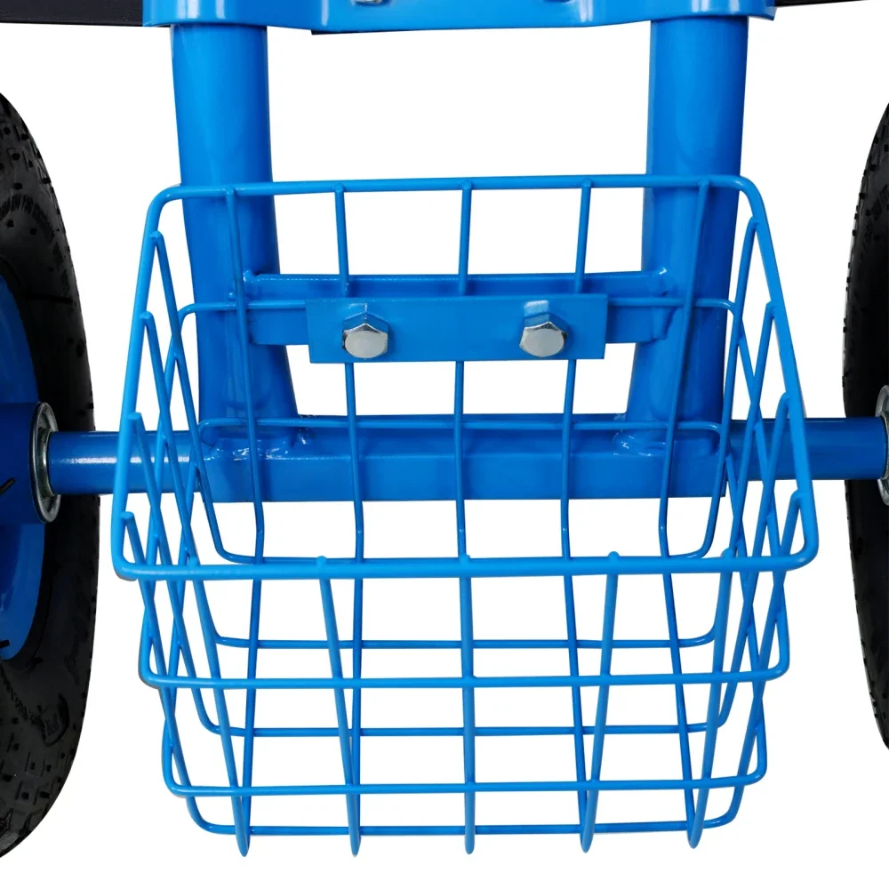 Rolling Garden Scooter Garden Cart Seat with Wheels and Tool Tray, 360 Swivel Seat,Blue