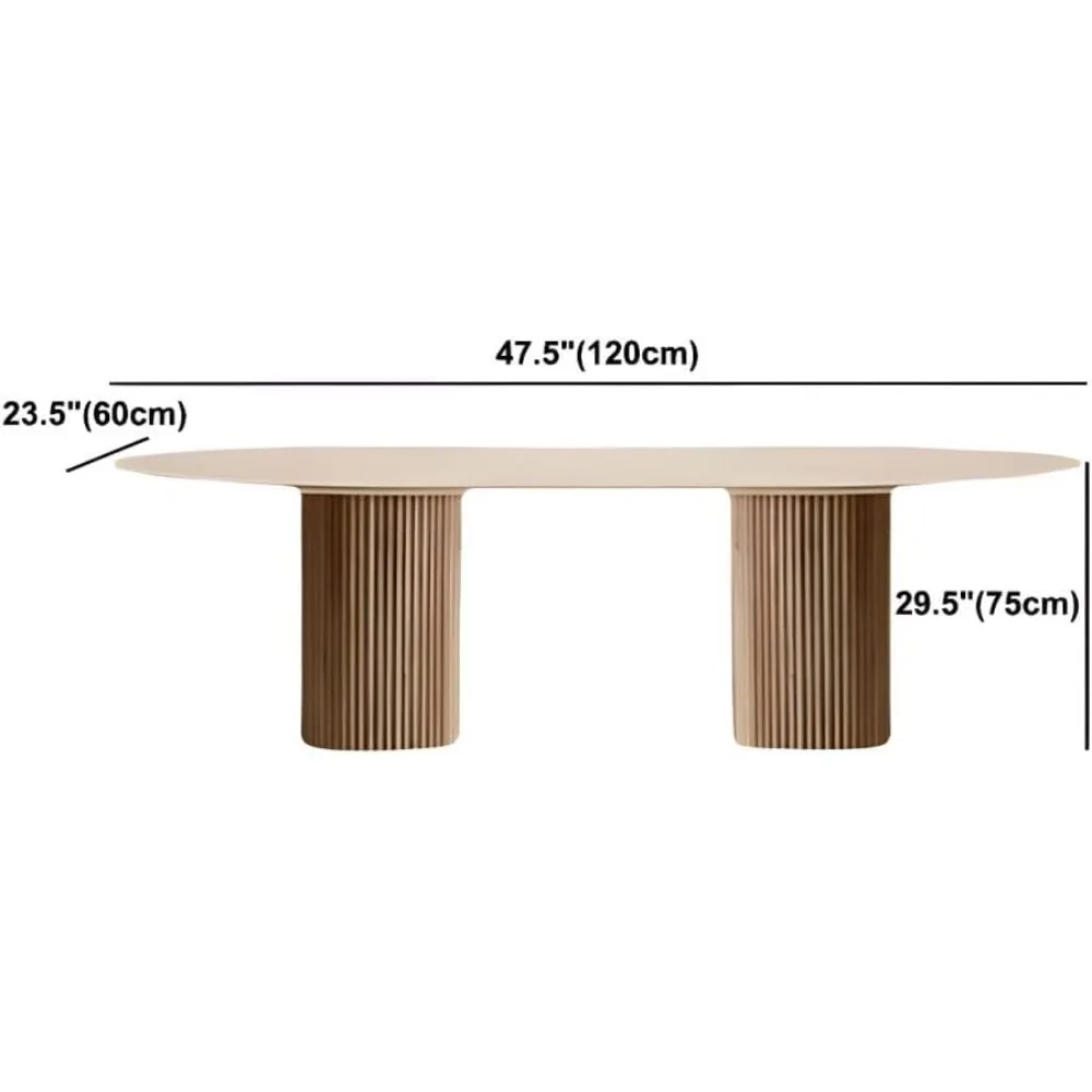 Mesa de comedor ovalada de madera, pedestal doble, mesa de comedor de cocina, solo mesa, sin sillas (47,2 pulgadas de largo x 23,6 pulgadas de ancho x 29,5 pulgadas de alto)