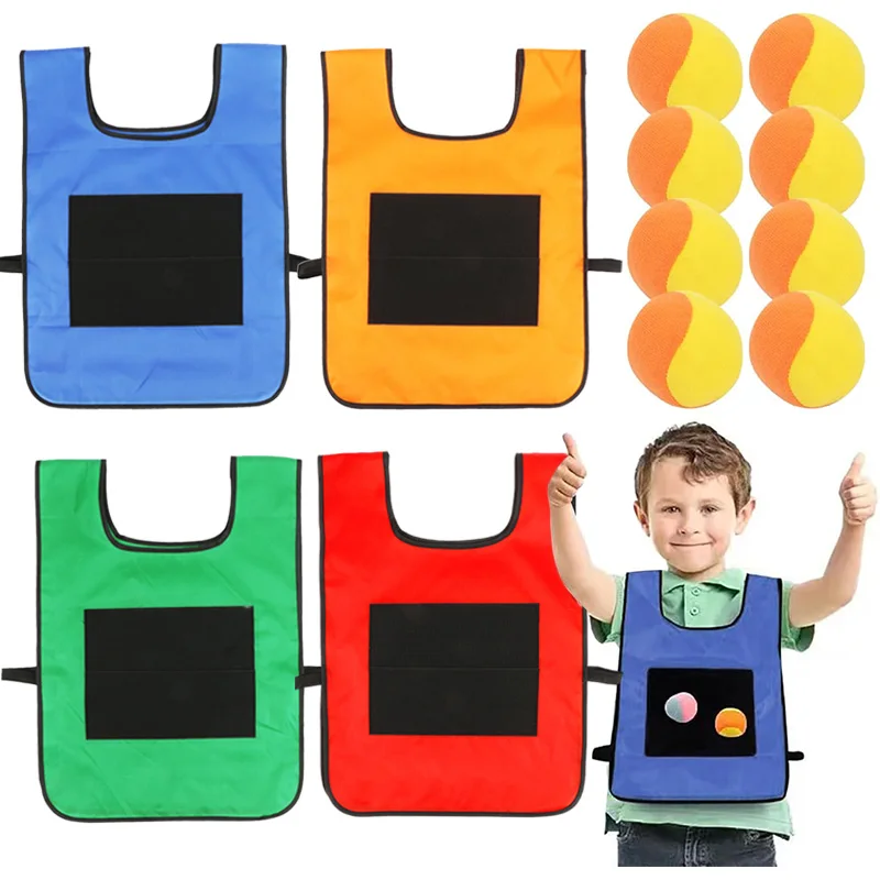 어린이 끈끈한 공 조끼 장난감 5개 공 포함 부모-자녀 상호작용 야외 스포츠 신체 운동 게임 소품 TMZ