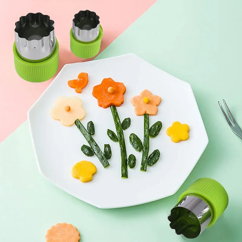 3/6Pcs Set Stainless Steel Fruit Cutting Embossing Mold Small Wonton Biscuit Mold  with Shapes Vegetable Mould  Bento Tools