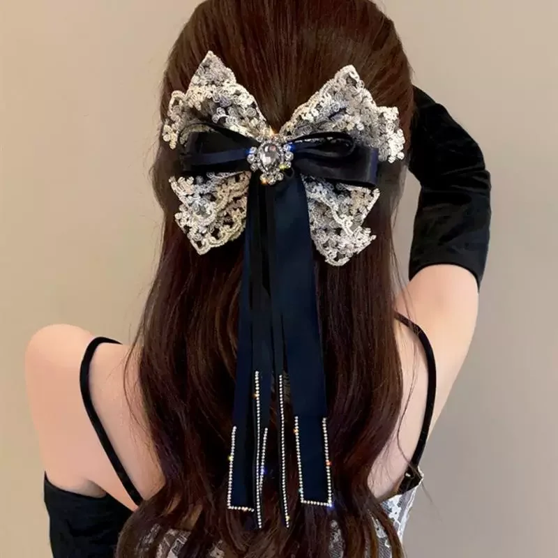 

Korean Style Casual Barrette Female New Headwear Tassels Crystal Hair Clips for Women Girls Ladies Bow Hairpins Hair Accessories