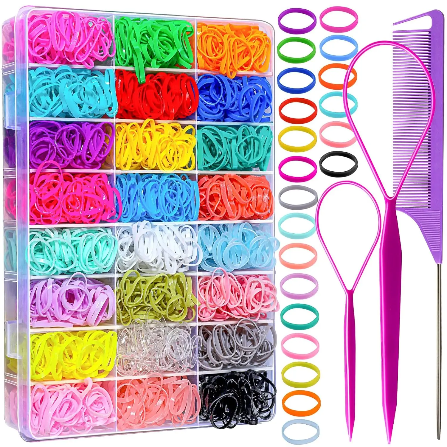 

Elastic Hair Bands 24 Colors,Mini Hair Rubber Bands for Hair, Small Hair Ties,Colorful Hair Accessories for Toddler, Girl, Kids