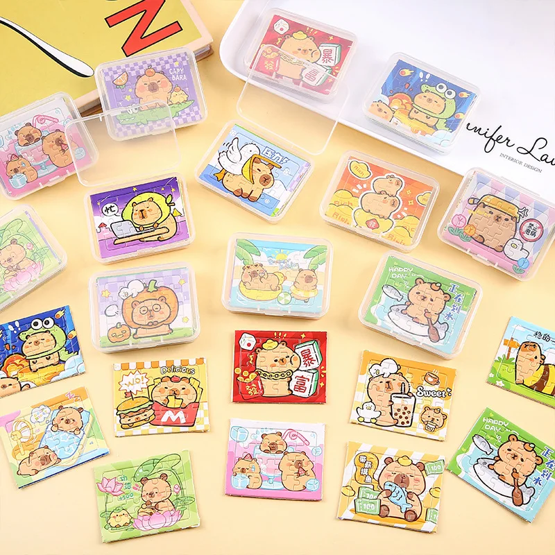 10 صناديق (50 قطعة) الكرتون الحيوان كابيبارا موضوع ورقة بانوراما الألغاز لعبة للأطفال حفلة عيد ميلاد تفضل بيناتا مكافآت المدرسة