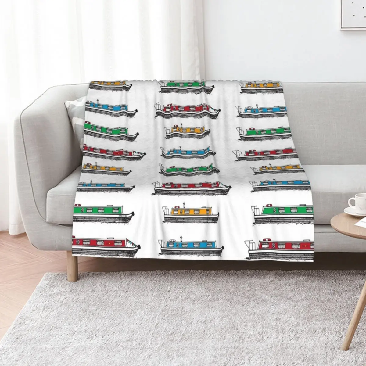 Narrow Boat,Narrow Boats, Canals, Barge, Illustrated Tribute Throw Blanket Vintage halloween Custom Blankets