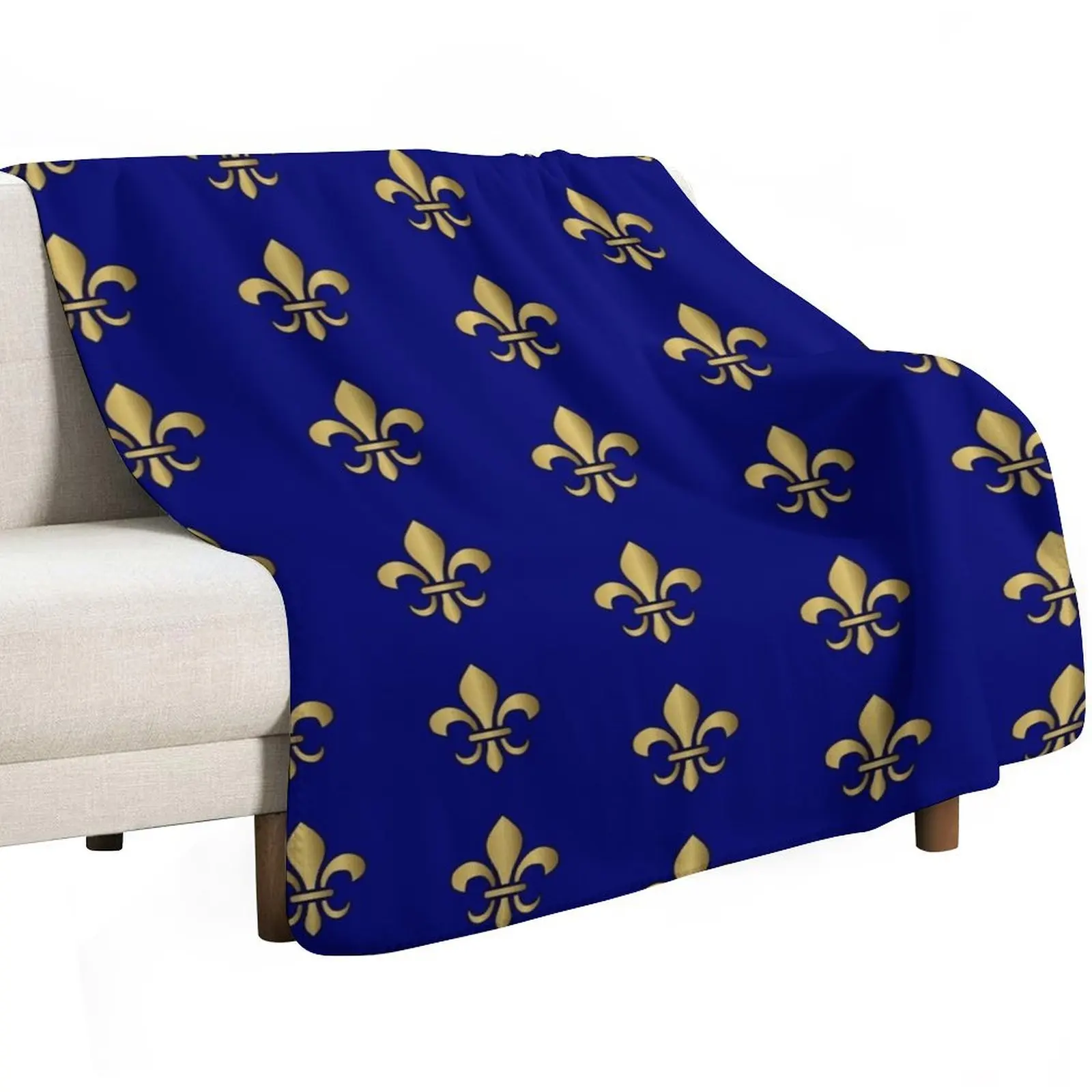 Royal heraldic golden lilies pattern Throw Blanket christmas gifts Soft Big Camping Winter beds For Baby Designers Blankets