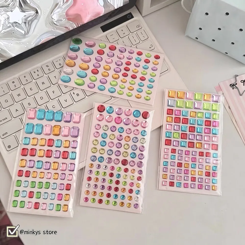 9pcs/Pack Ins Hot Bouquet Colorful Rhinestone Stickers Bling Shiny Self-Adhesive Gem Stickers DIY Deco Stickers Set