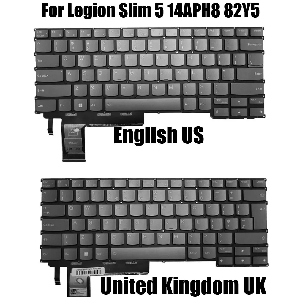 

Клавиатура с подсветкой для ноутбука PH4CYXBG для Lenovo Legion Slim 5 14APH8 82Y5, английская, американская, британская, серая, новая