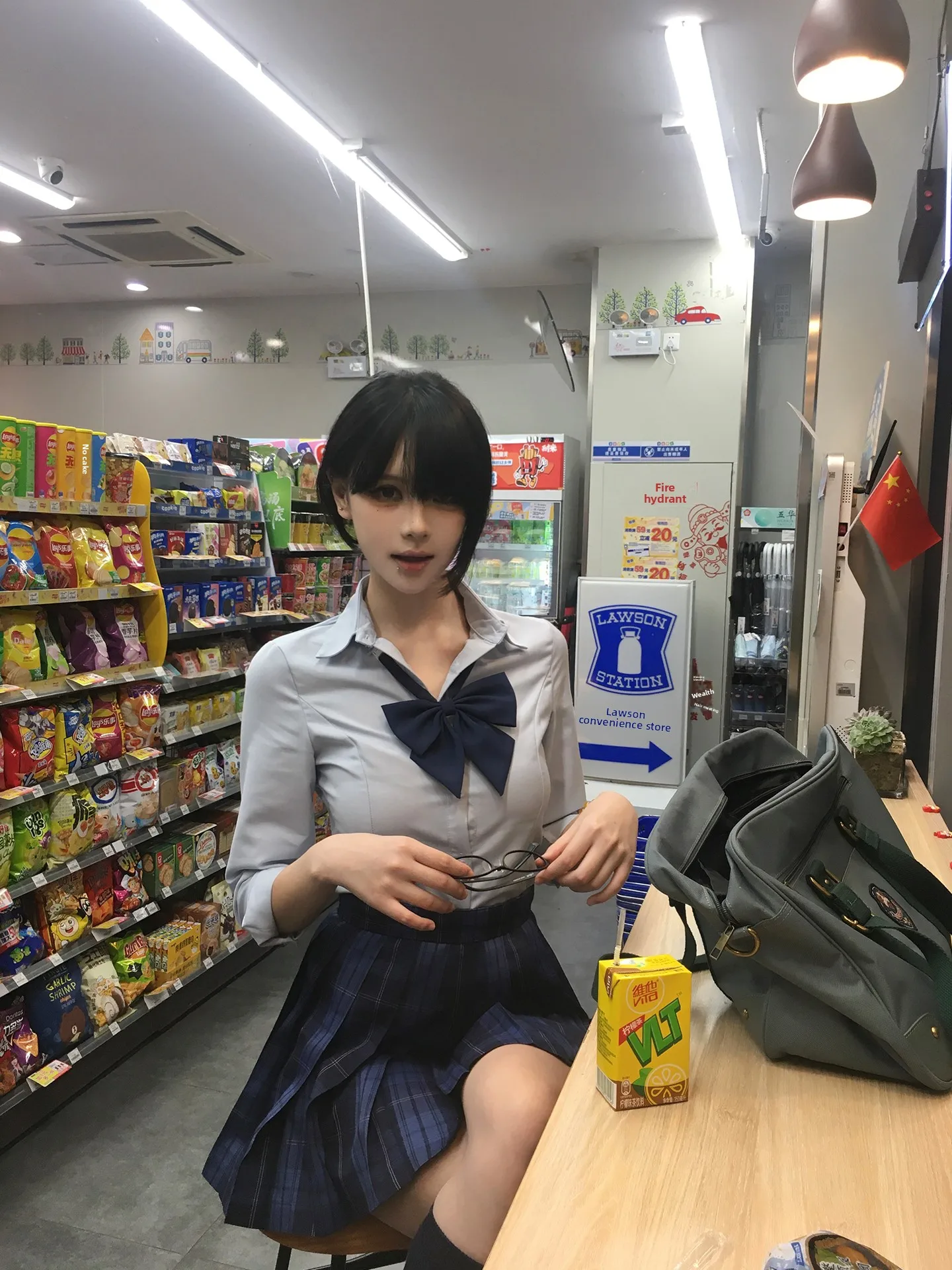 

Slimming Blue irt Women's Inner Wear JK Waist-Cinching Long Sve Mid-point Collar White Polyester Fiber Autumn Winter