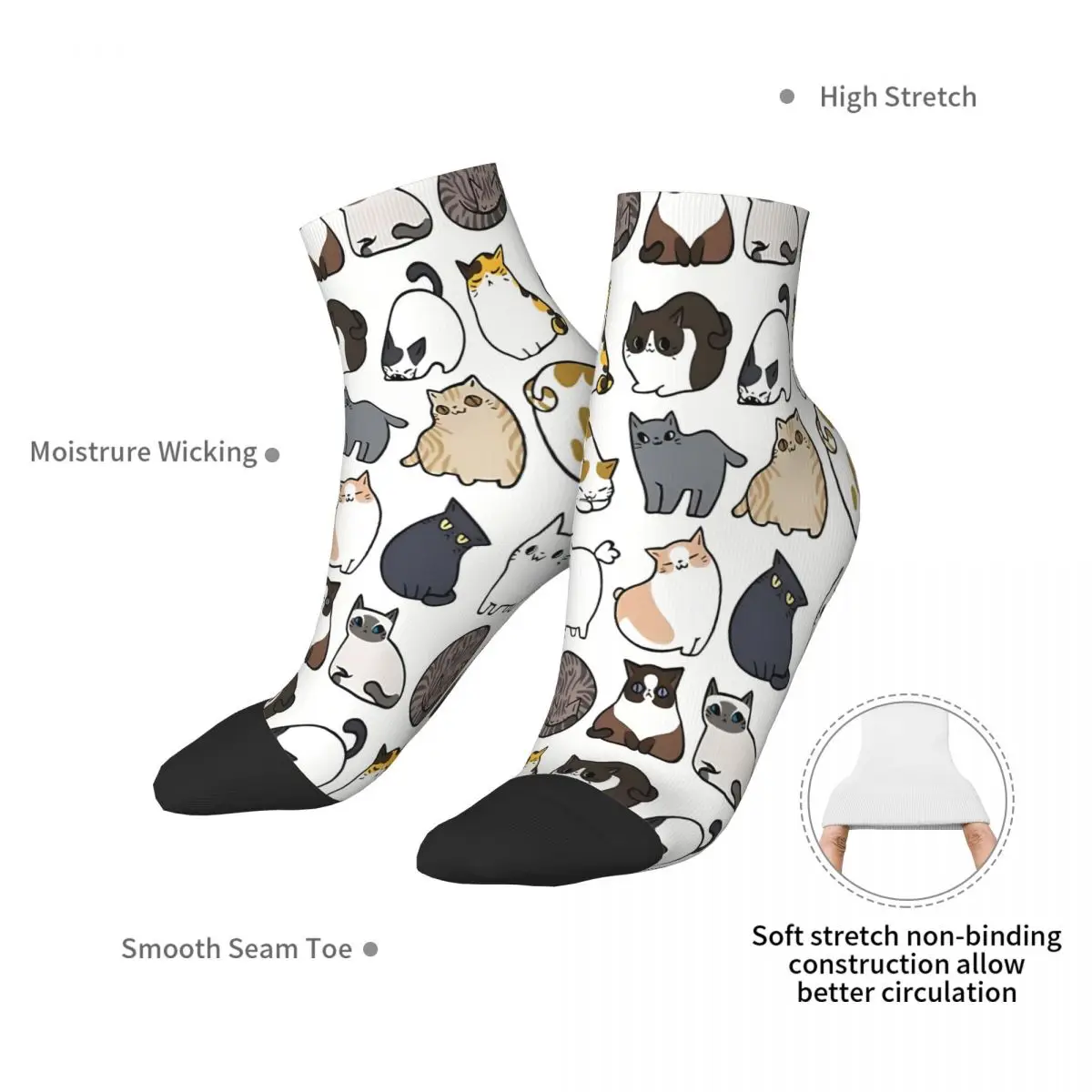 Cats Meme-calcetines tobilleros para hombre y mujer, medias de poliéster para primavera