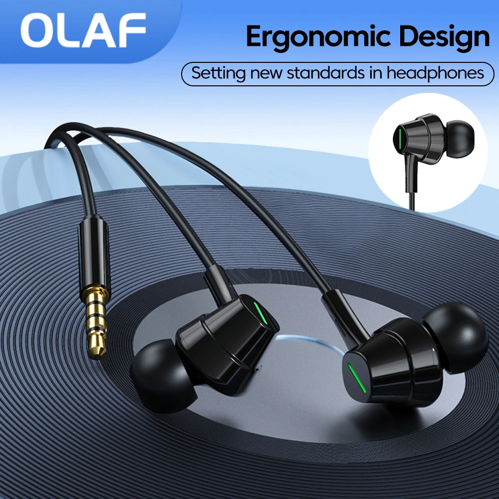 Olaf 3 5-mm-Kabelkopfhörer im Ohr-Headset 3,5-mm-Kabelkopfhörer mit Mikrofon-Inline-Steuerung Freisprech-Ohrhörer für Telefone