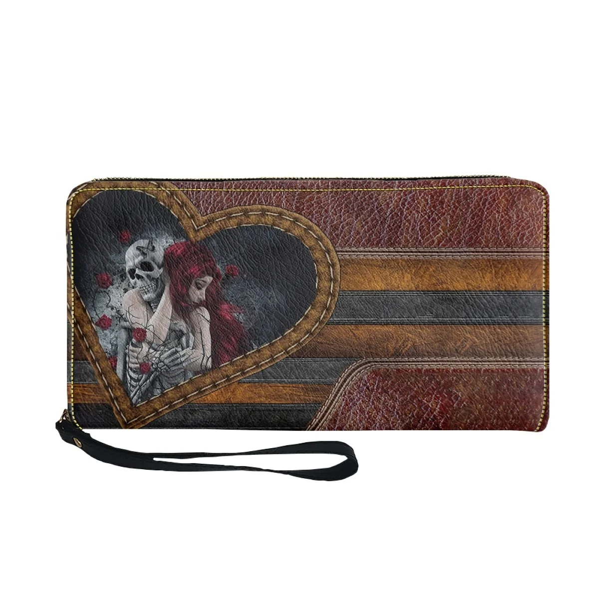 Halloween Dead Girl with Skull Design Carteira para mulheres, bolsa feminina, designer de luxo, suporte de dinheiro multifunções, fêmea