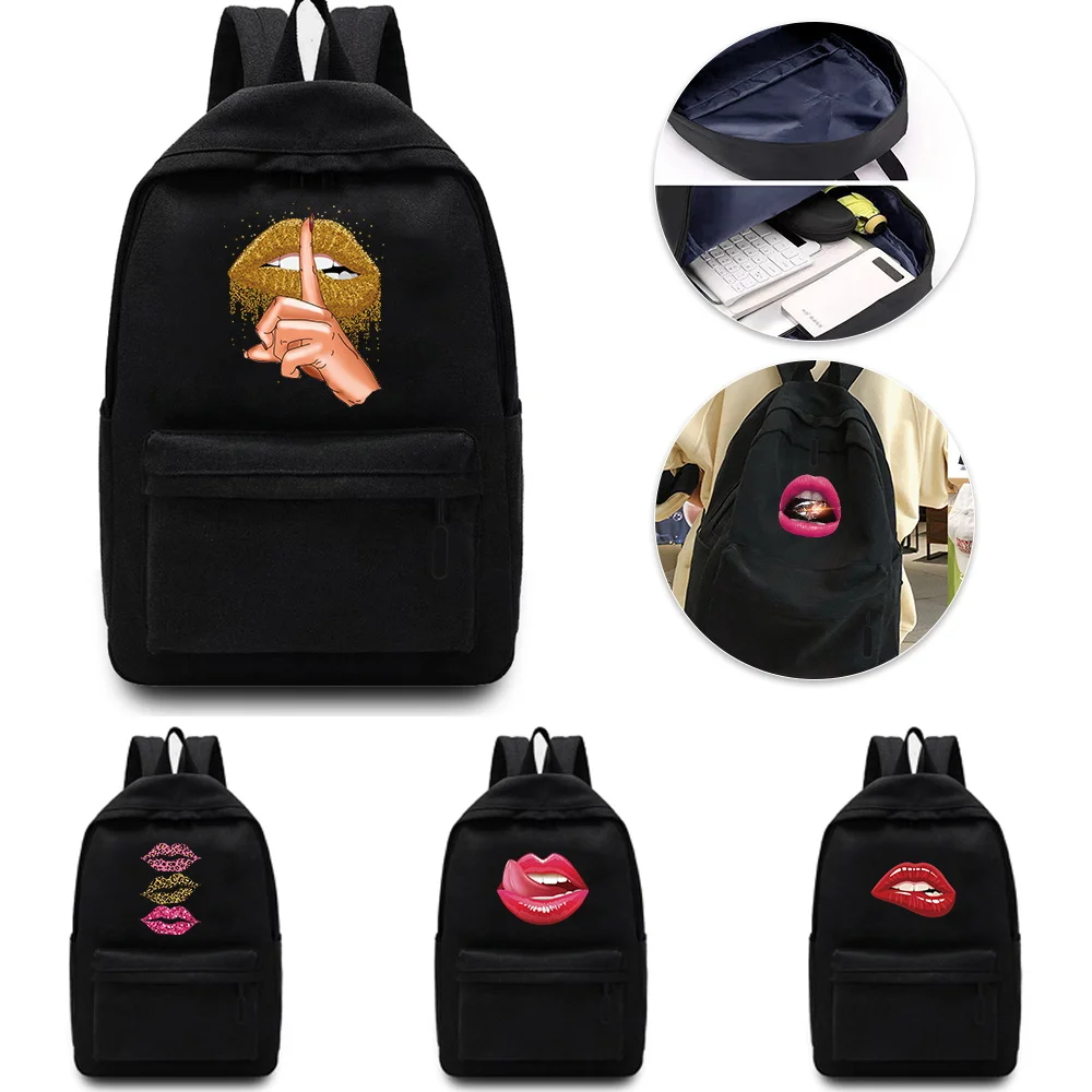 

Mouth Printing Leisure Backpack Laptop Backpack Fashion Simple Unisex Multifunctional Sports Bag.