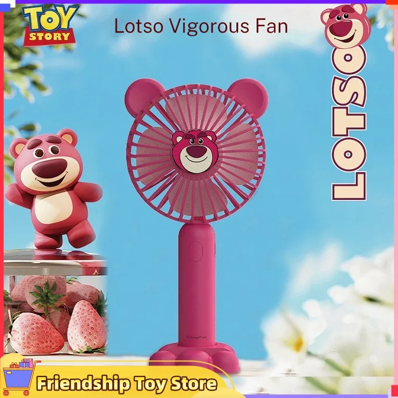 

Disney Home High Wind Handheld Fan Cute Lotso Mini Portable Charging Desktop Phone Stand Small Fan Cartoon Anime Peripheral