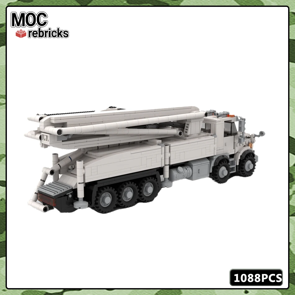 MOC Military Series Western Star Concrete Pumper Engineering Vehicle Building Block Model Children's Hobby Toys Holiday Gifts