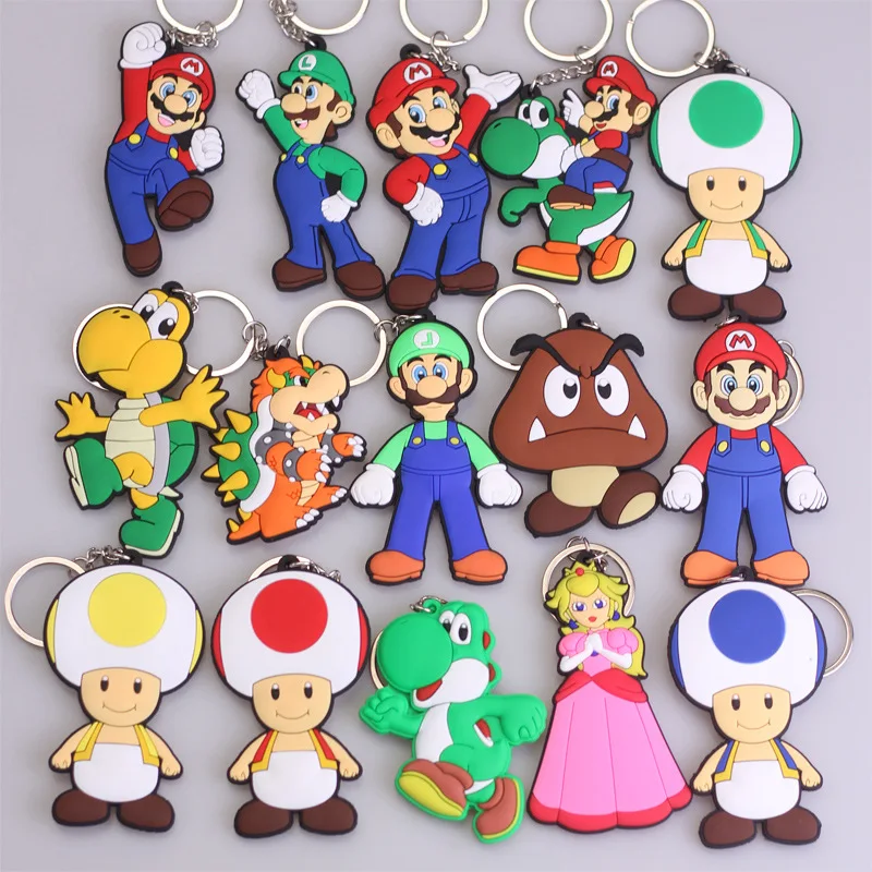 Cartoon Toys Super Mario Bros Keychain Accesorios Schoolbag Pendant Key Decoration Collection Ornament Kids Toys Birthday Gifts