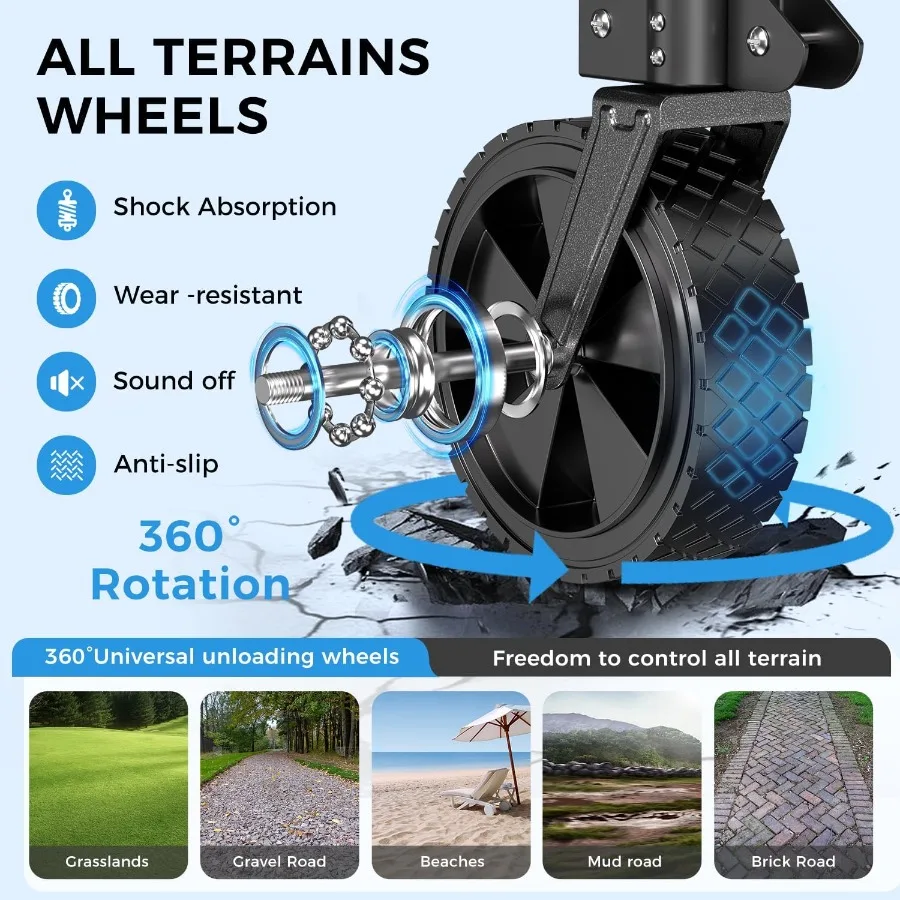 Carrinhos de vagão dobráveis com carrinho de compras dobrável de grande capacidade com bolsos laterais para vagões de praia utilitários ao ar livre resistentes