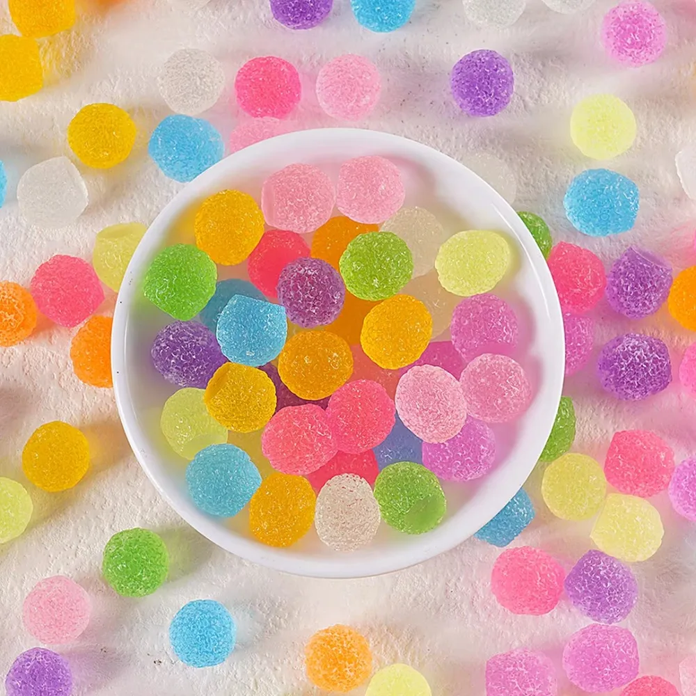 Simulated Fake Candy Sugar Bead Miniature Decoration Handmade Candy Resin Beads DIY Material Colorful Noise Filler Balls Sensory