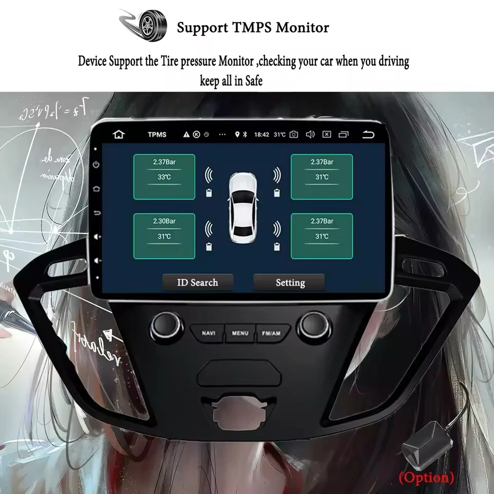 9\'\' Android 14 8G Ram Car Auto Radio Stereo Music Video PC Tablet Headunit For Ford Tourneo Transit Custom 2013 - 2018 CarPlay