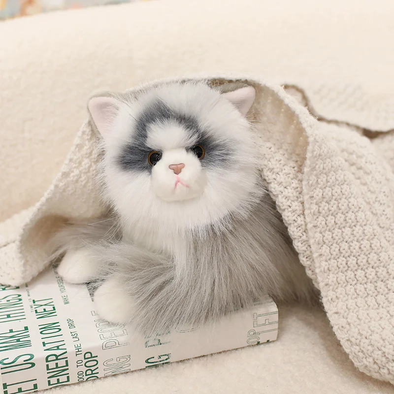 超リアルなラグドール猫ぬいぐるみふわふわかわいい長毛リアルな子猫のおもちゃかわいい横たわる動物の部屋の装飾