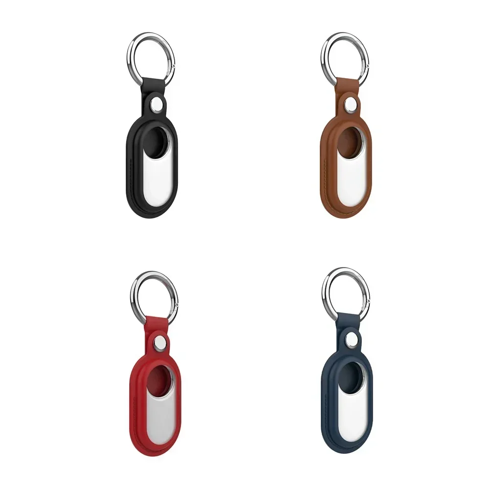 Portable Protector Cover For Samsung Galaxy SmartTag 2 Leather Anti-lost Protective Shell Half Bag Keychain Case For SmartTag 2