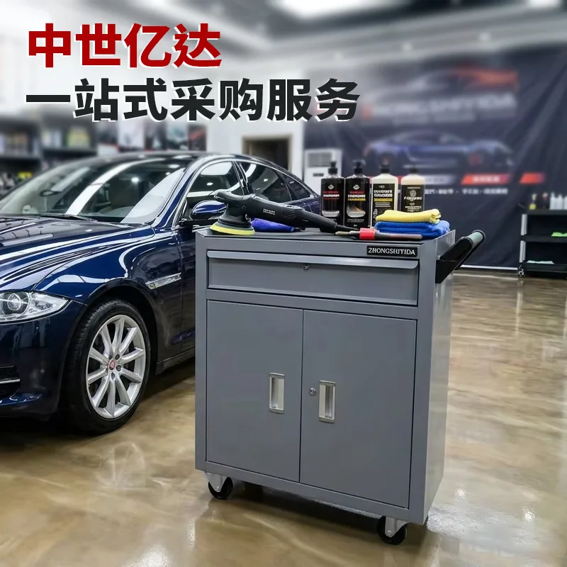 Auto repair trolley Thickened trolley Multifunctional tool trolley with cabinet door Tool cabinet drawer portable