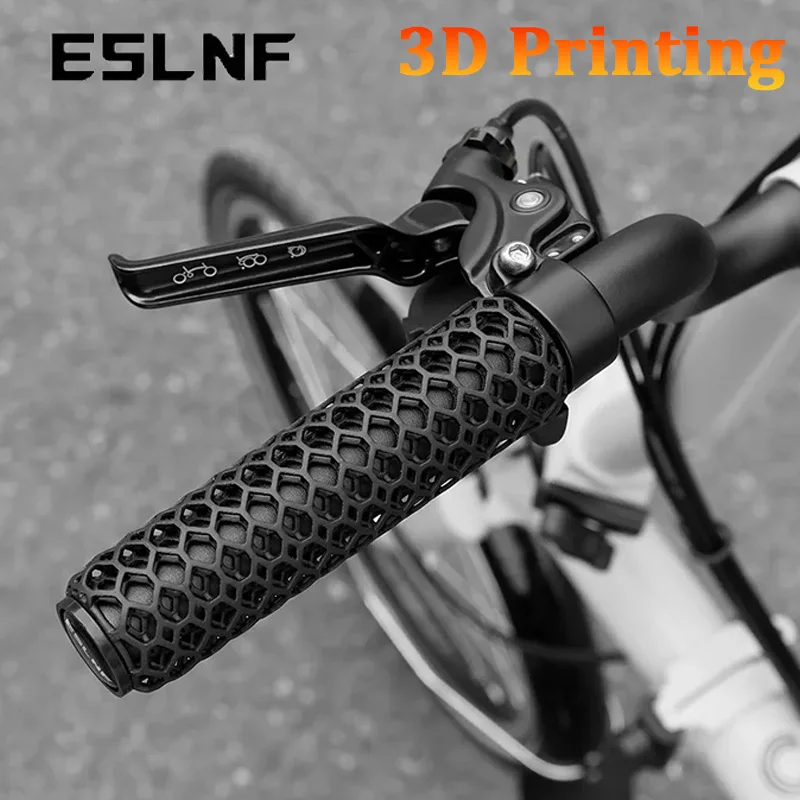 AliExpress NONE ESLNF Bicycle Handlebar Grip 3D Printing MTB Cuffs Non-Slip Shockproof Road Bike Grips Hollow-out Bicycle Handle