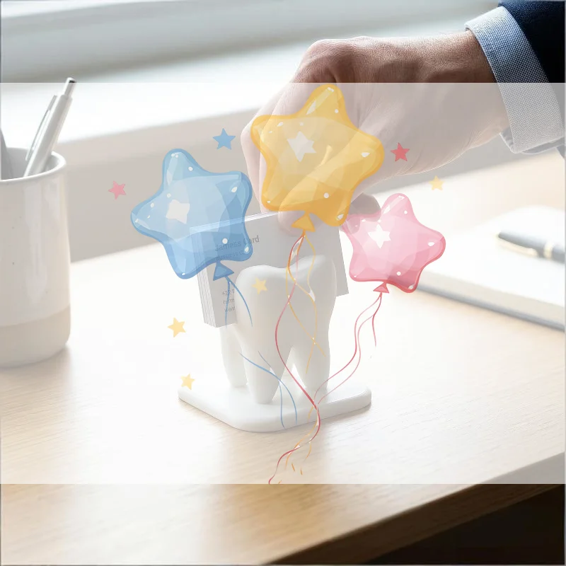 Creative Teeth Styling Business Card Storage Box Clinic Front Desk Display Stand Desktop Decoration Ornaments