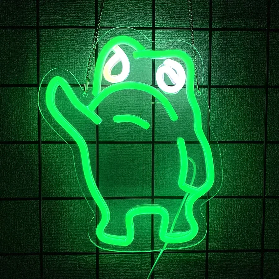 Frog Neon Lamp Sign,Funny Frog Wall Décor,Froggy Led Neon Light Aesthetic for Bedroom Man Cave Gameroom Decoration