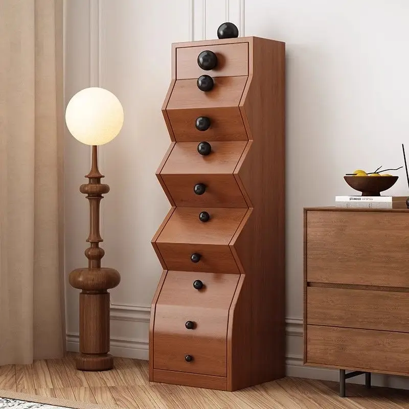 Solid chest cabinet, entrance retro locker, dining side storage room Italian style
