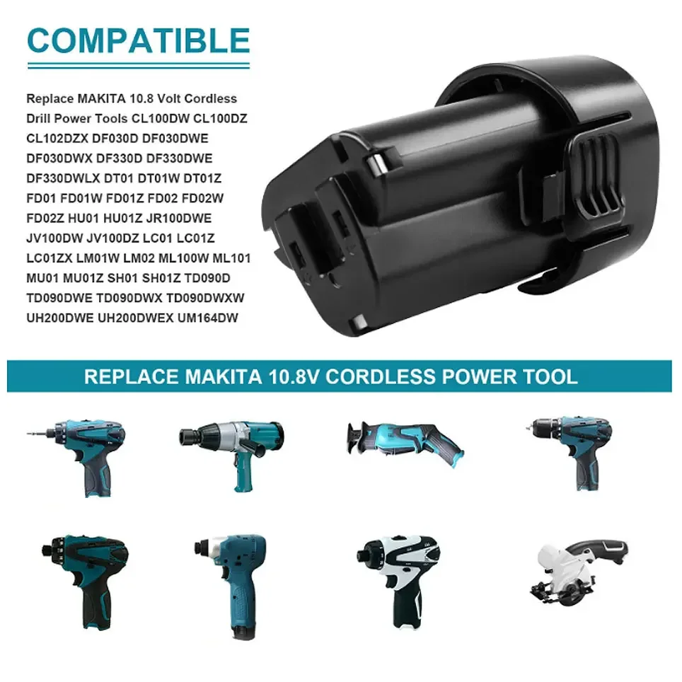 Перезаряжаемый литий-ионный аккумулятор для Makita 10,8 V BL1013 TD090D DF030D LCT203W BL1014