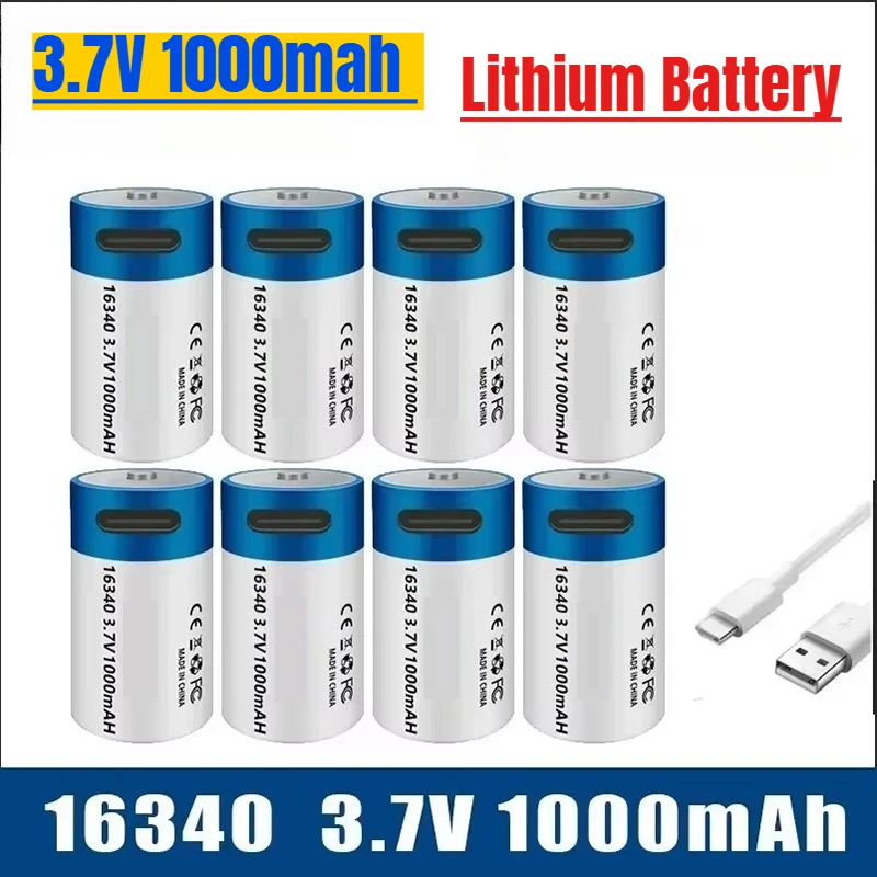 

USB-Schnelllade Batterie for ICR 16340 3.7V 1000mah Lithium Battery for Für GPS-Sicherheitssystemkameras